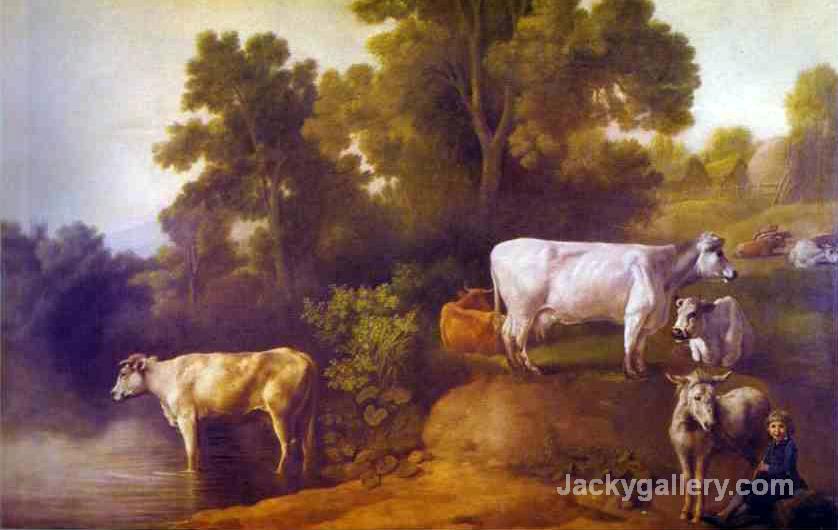 Cattle By A Stream by George Stubbs paintings reproduction